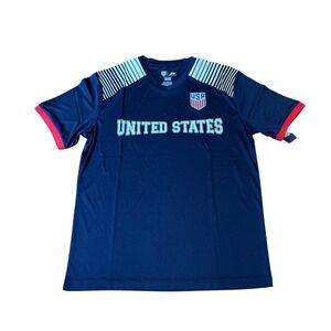 Icon Sports USA Soccer Jersey Mens Navy Blue Athletic Shirt SIZE Large NWT